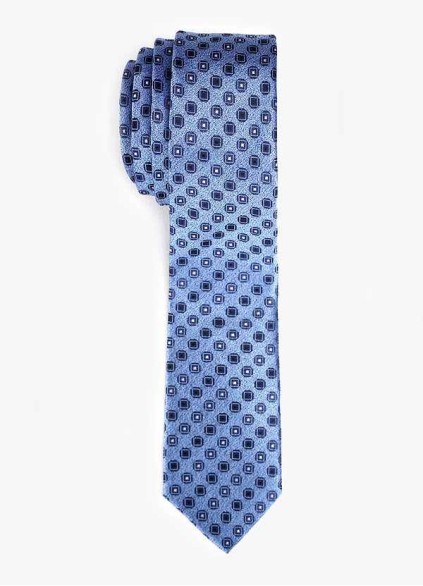 Men's Blue Geometric Skinny Tie Men's Blue Geometric Skinny Tie